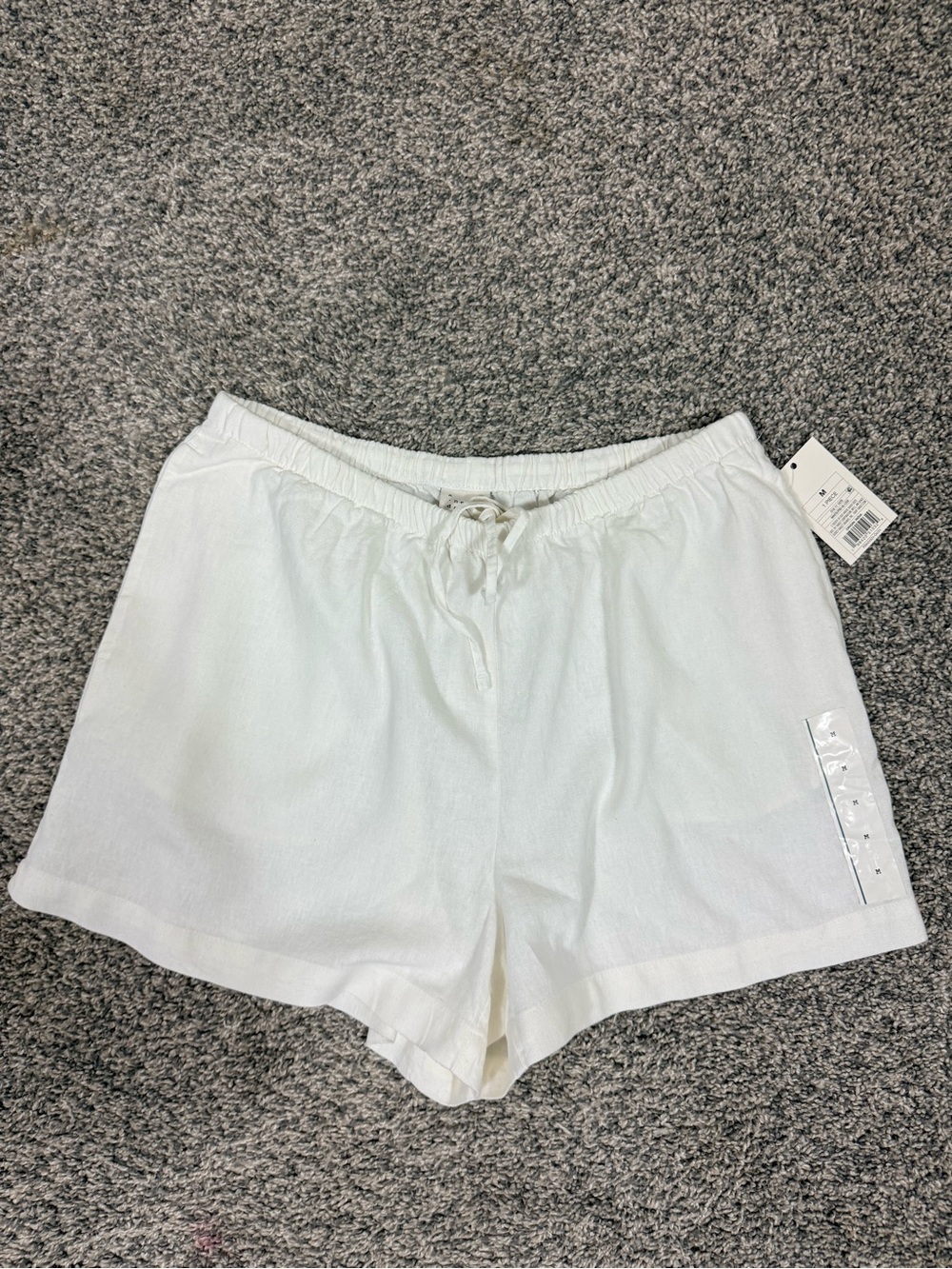 a new day - White Women's Drawstring Linen-Blend Shorts